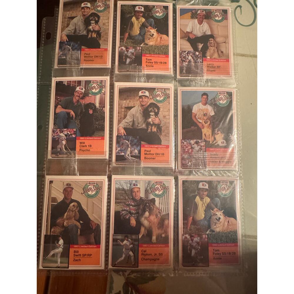 1993 Milk-Bone Super Stars Sealed 9 Card Lot 🐶 MLB Players w/ Dogs Ripken NOS
